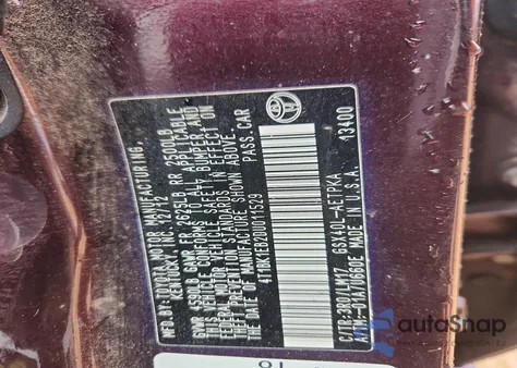 2013 Toyota Avalon Base z USA, uszkodzony, nr VIN 4T1BK1EB2DU011529